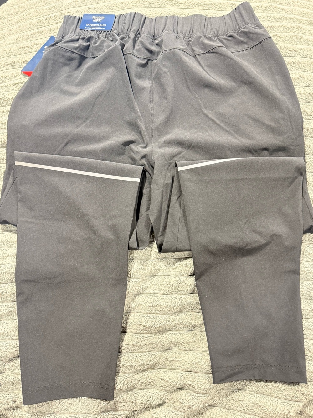 Reebok Men’s Dark Gray Athletic Pants with Reflective Trim